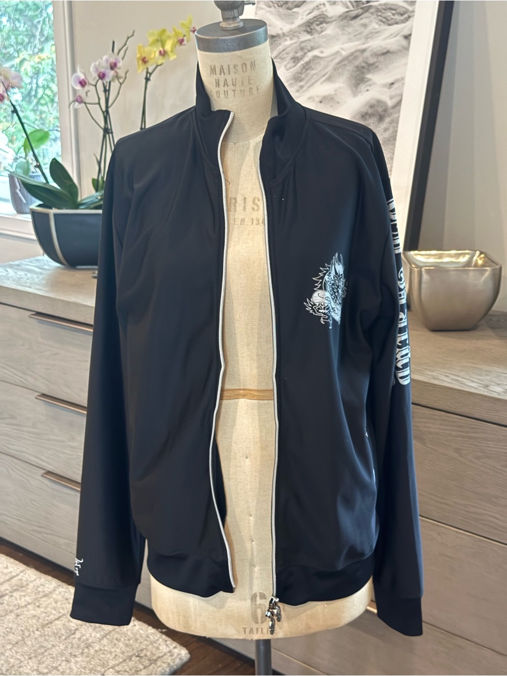 Ed Hardy Black Lightweight Zip-Front Shirt Jacket with Graphic